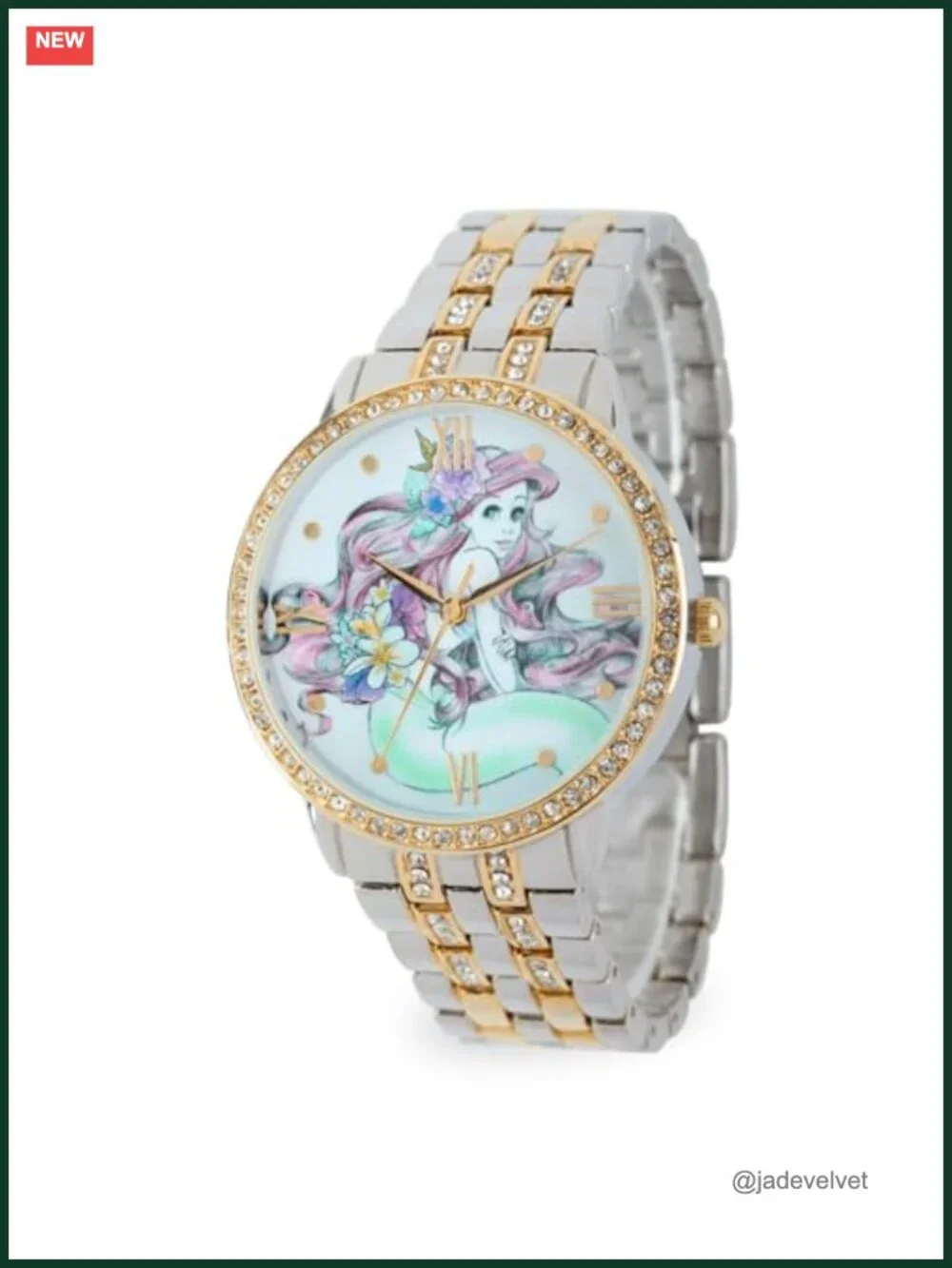 Disney Little Mermaid Ariel Quartz Watch with Rhinestone Bezel
